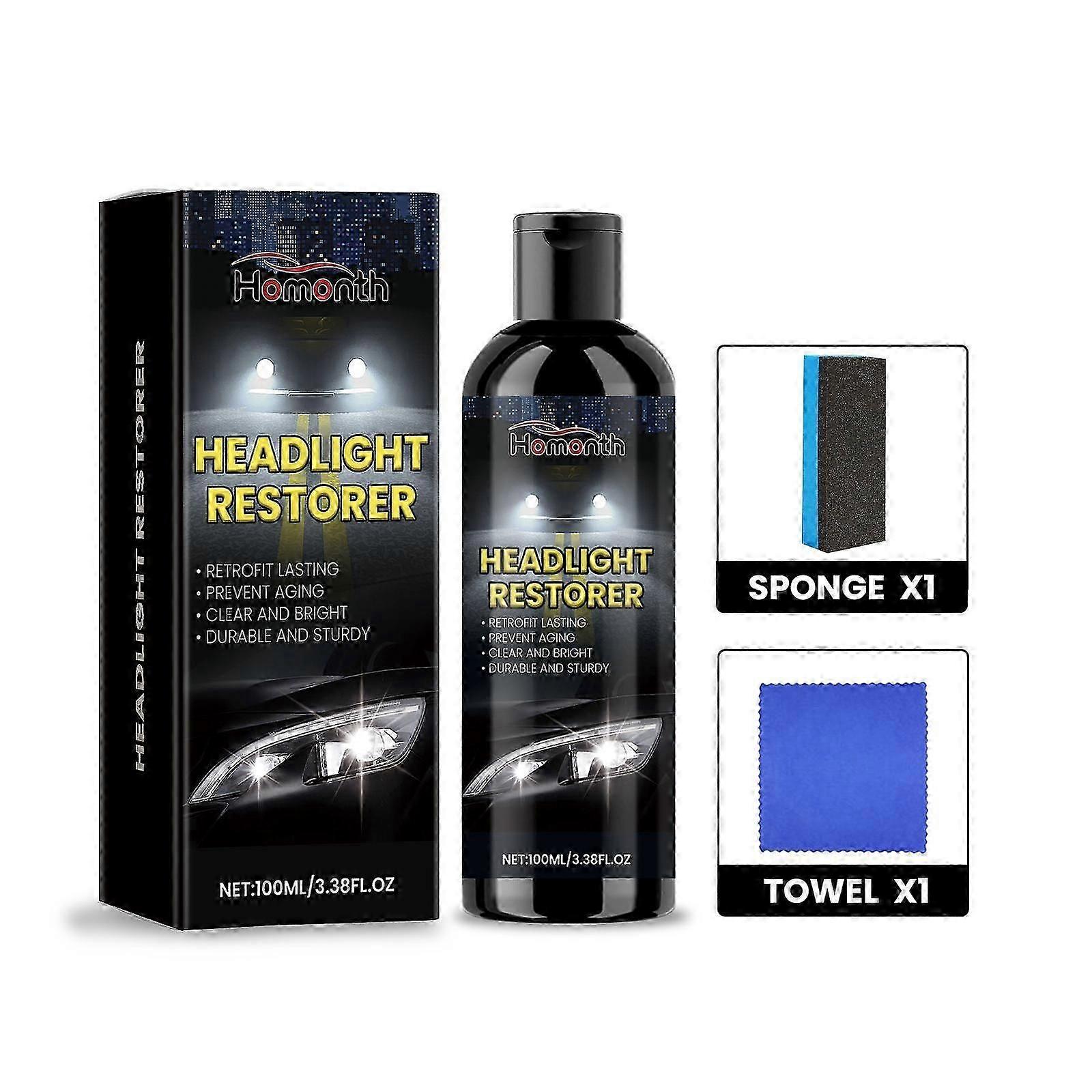 Headlight Restoration Fluid - Repair Scratches, Remove Oxidation & Yellowing, Boost Brightness & Clarity, Easy DIY Headlight Polishing Solution