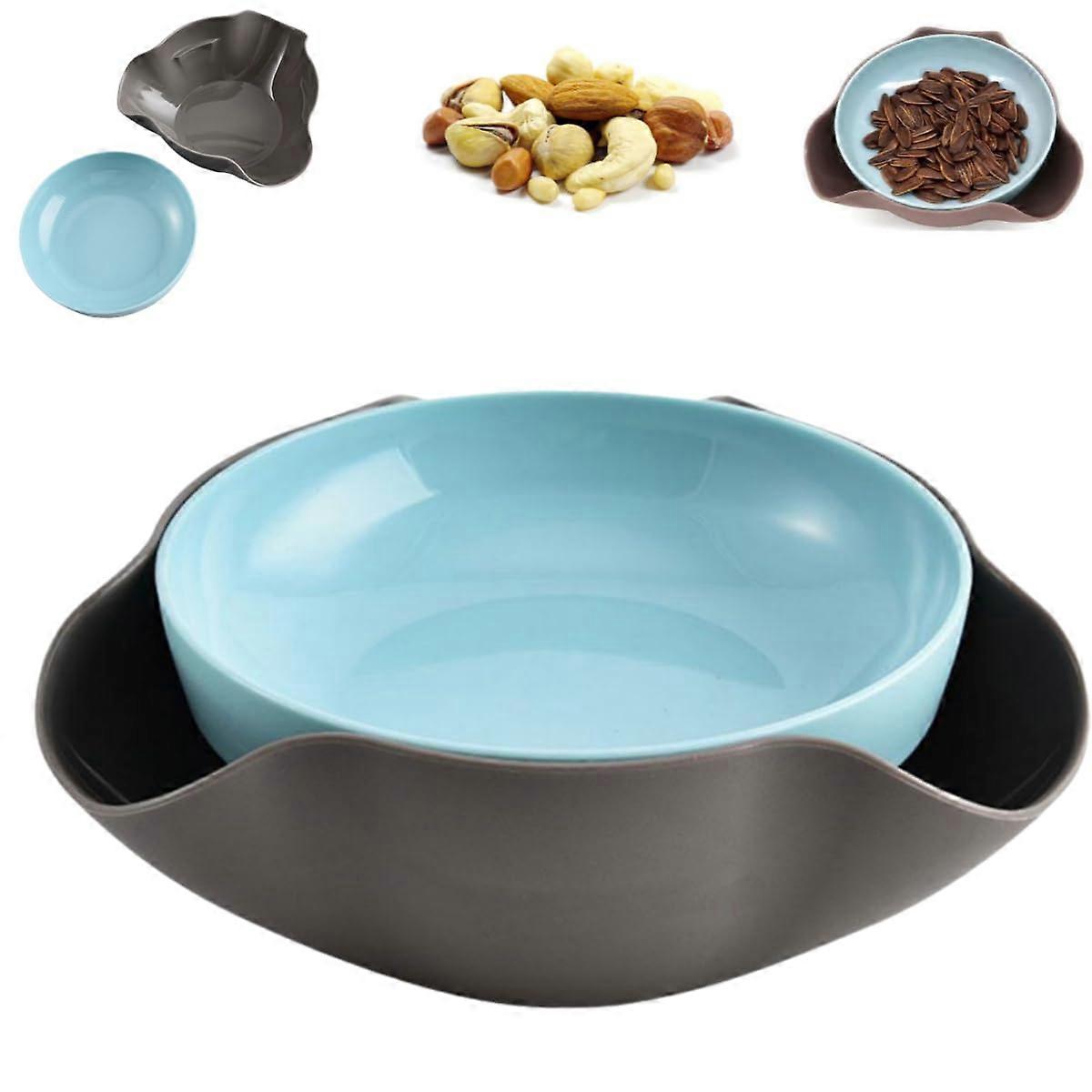 Pistachio Bowl with Dual Compartment Design and Builtin Shell Storage for Snacks and Nuts
