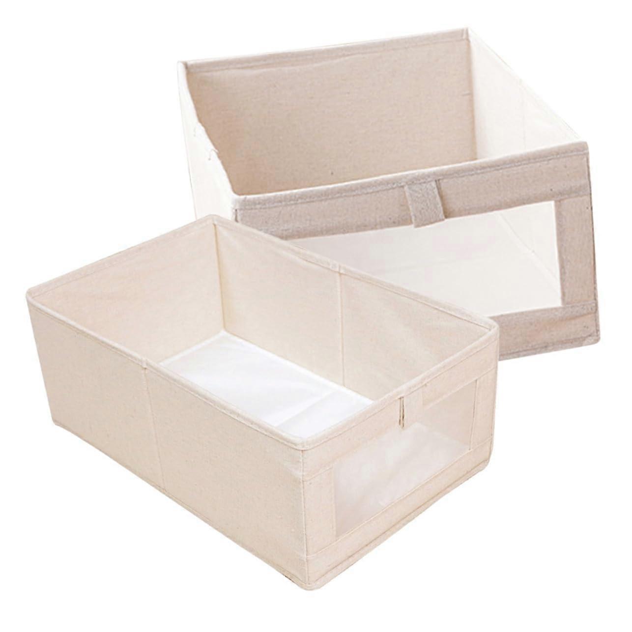 2pcs Foldable Storage Bin with Window Large Capacity Linen Closet Organizer for Clothes Wardrobe