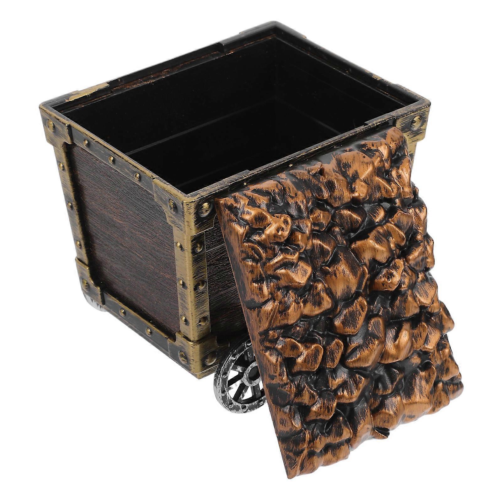 Cute Mining Cart Toy Container for Kids Light Brown