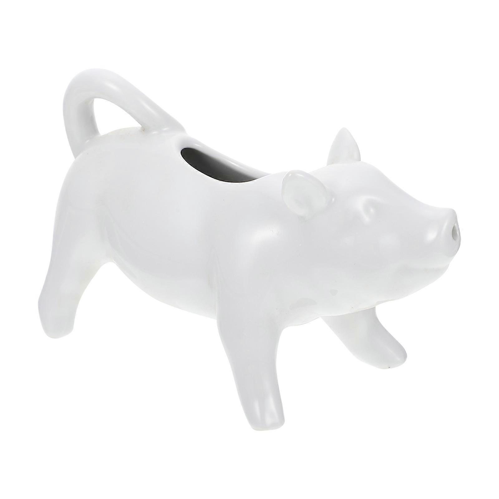 White Ceramic Pig Shaped Milk Jug for Practical Beverage