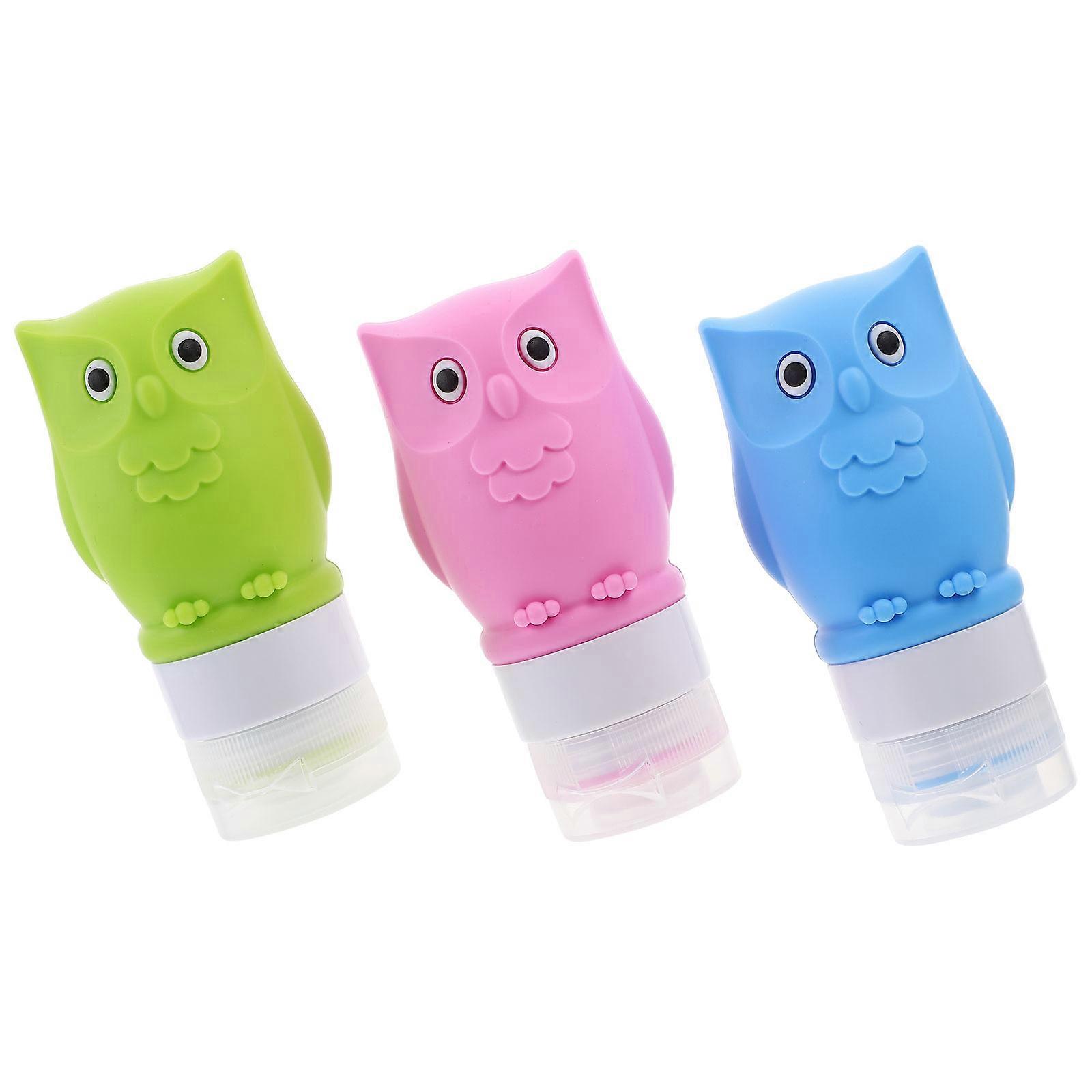 Assorted Color Travel Bottle Owl Storage Bottle for Storage Use 3Pcs Pack