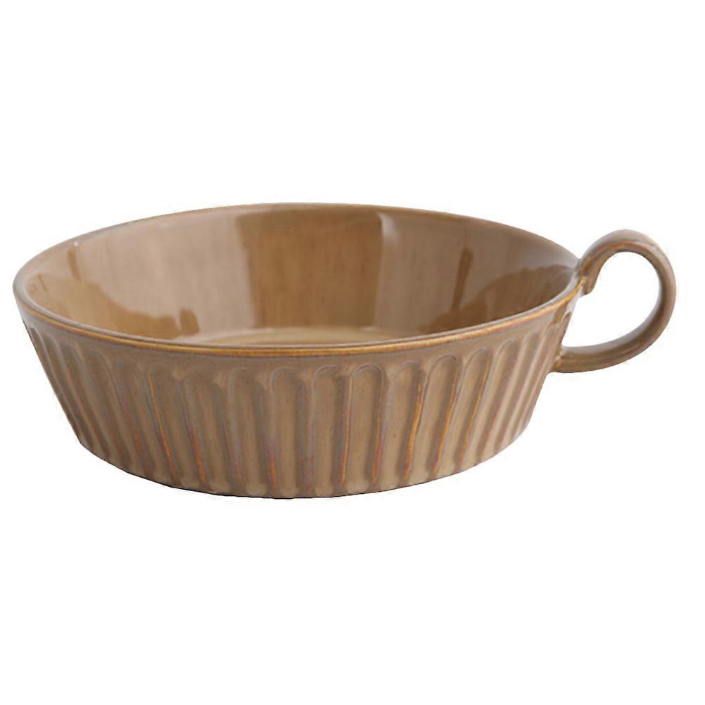 Ceramic Salad Bowl Retro Fruit Dish for Home Light Brown