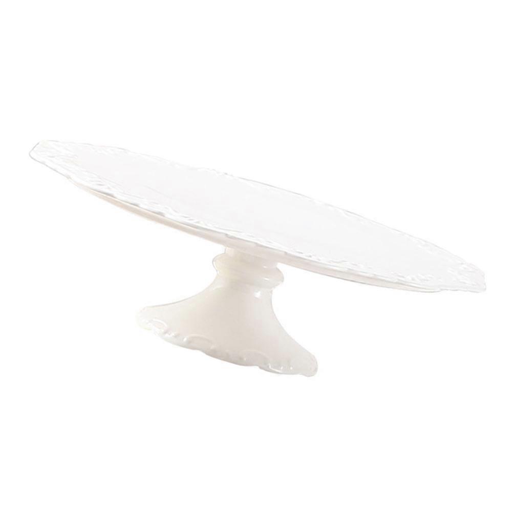 1Pc Decorative Cake Stand Ceramic Baking Tray Fruit Display Holder (White)