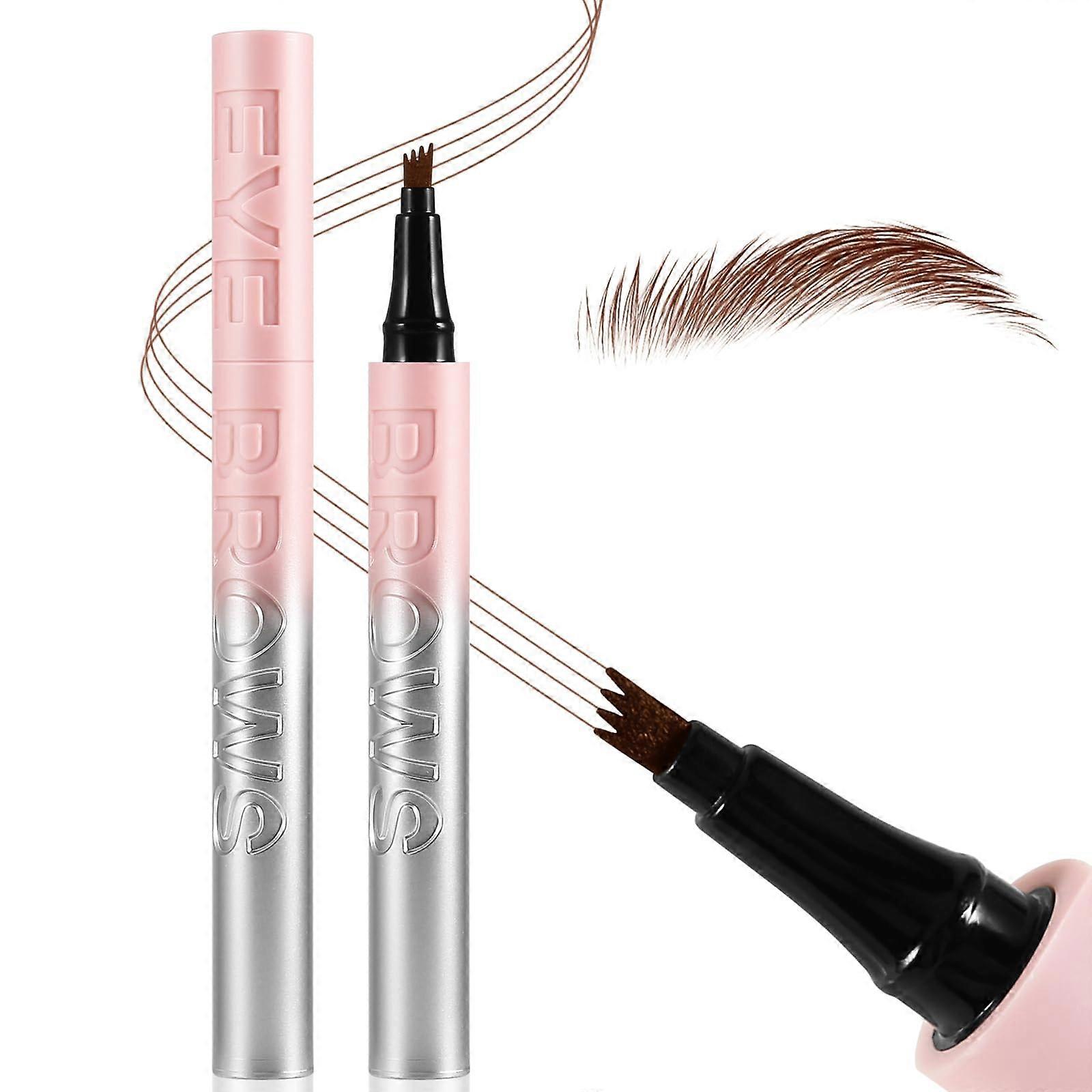 Long Lasting Waterproof Eyebrow Pencil with 4Fork Microblading Tip for Natural Precision Brows