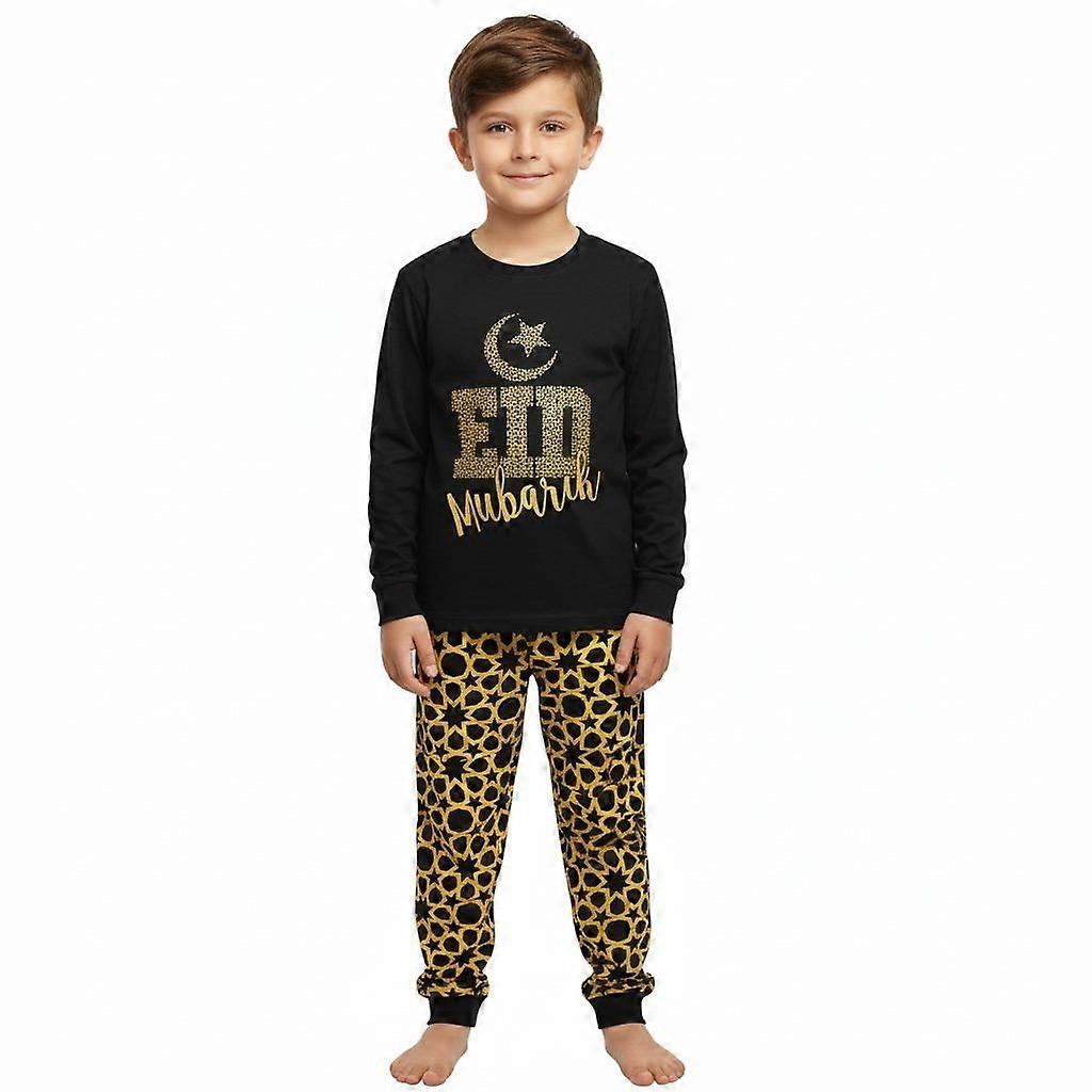 Børn Piger Børn Sort Eid PJS Pyjamas Sleepover 2 Stykke Bomuld Gave 2-13