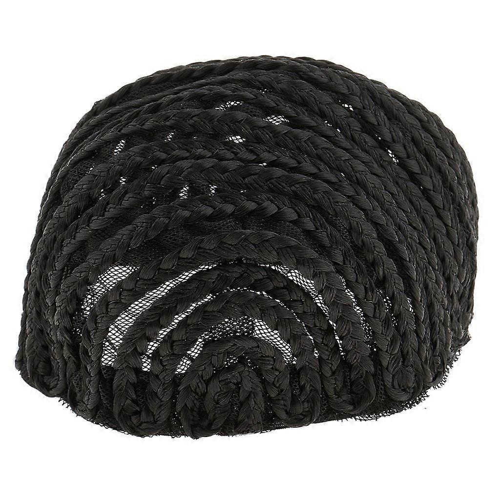 Cornrow Braiding Wig Cap with Adjustable Strap, Black Mesh, Elastic Fit for Making Wigs S/M/L