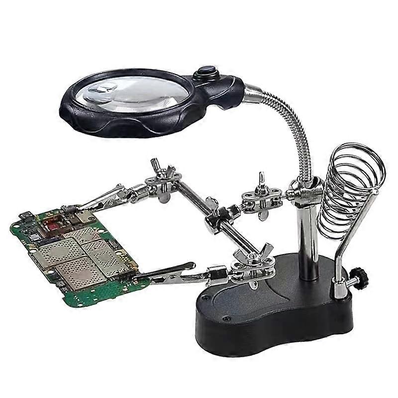Helping Hand Soldering Station with LED Magnifying Glass for Electronics