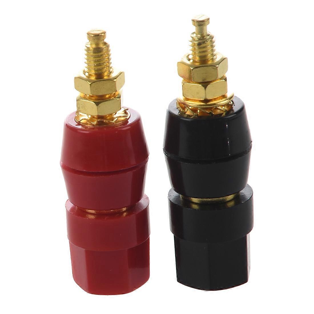 2 Pcs Red Black Plastic Shell 4mm Banana Socket Brass Binding Post