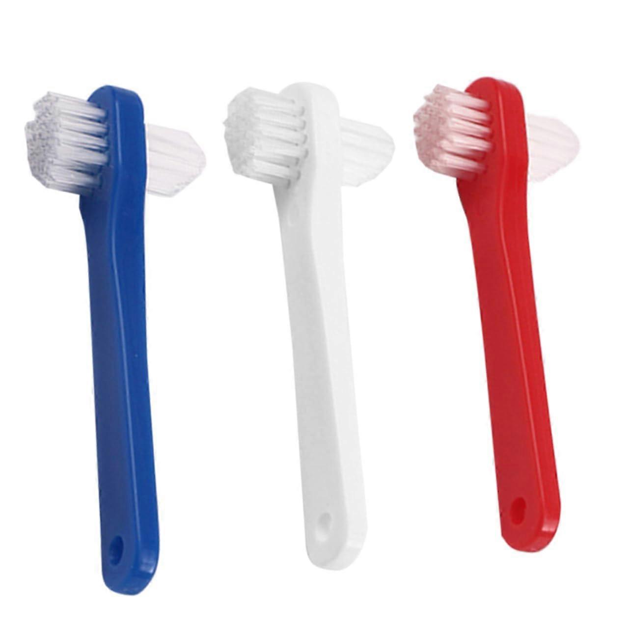 3pcs Double Ended Denture Toothbrush with Soft Bristles for Adults Partial and Full Dentures