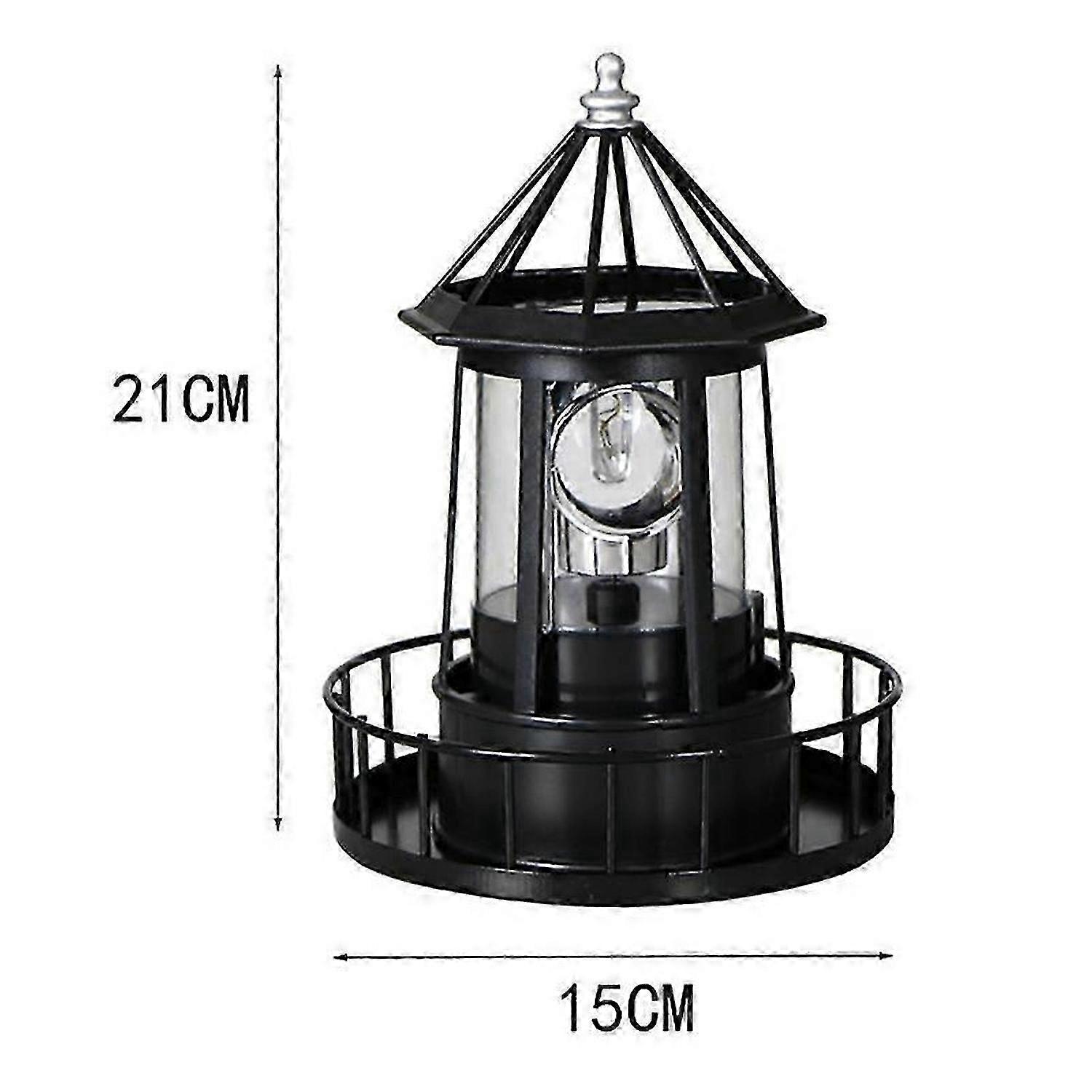LED Solar Powered Lighthouse, 360 Degree Rotating Courtyard Lights A