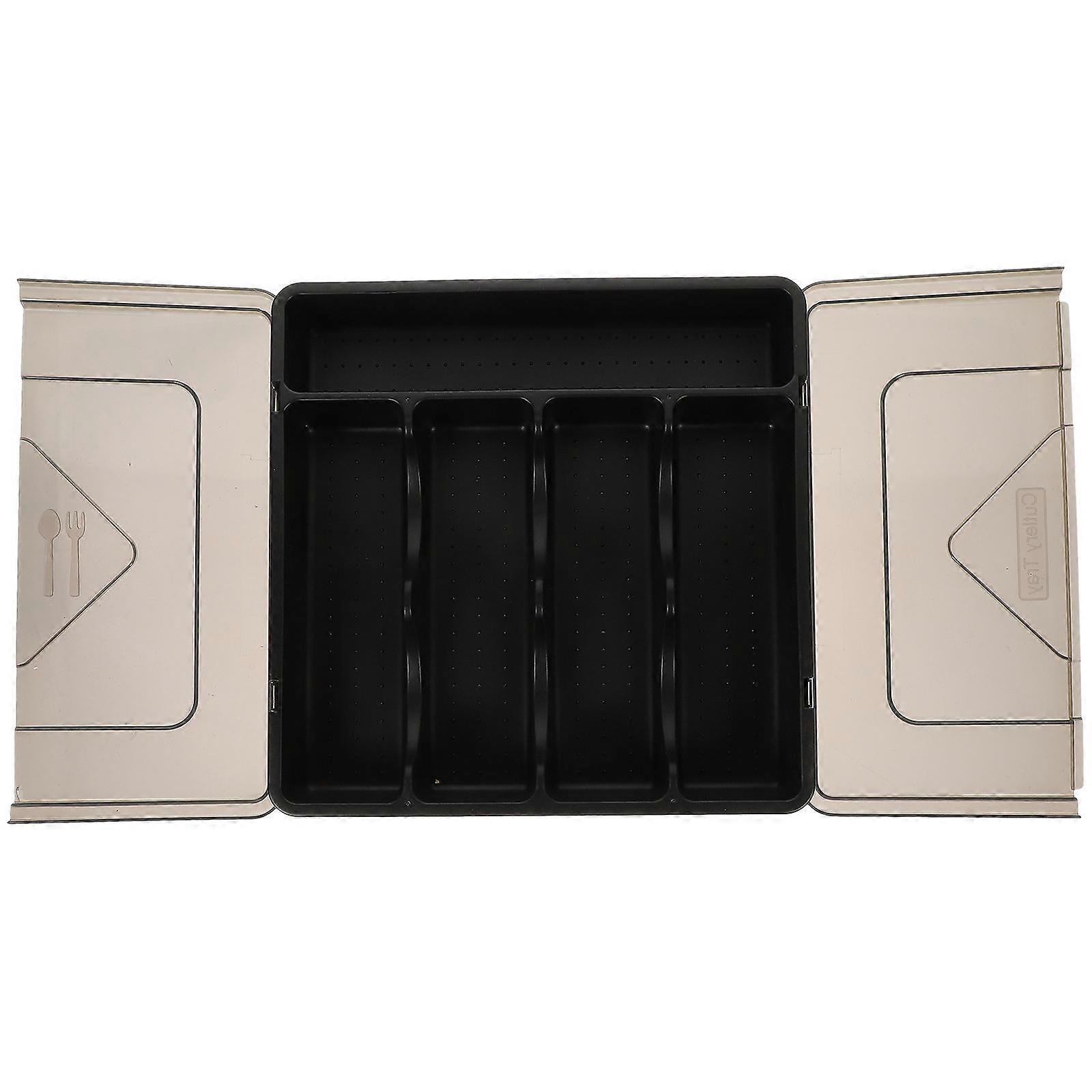 Silverware Organizer Drawer with Lid for Kitchen Storage Black PP