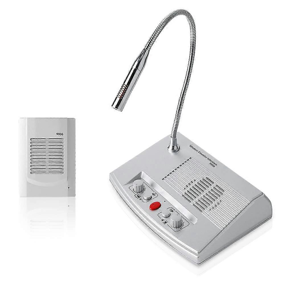 Intercom System with Clear DualWay Audio, Noise Reduction Window Counter Intercom for Bank Office Store, Silver