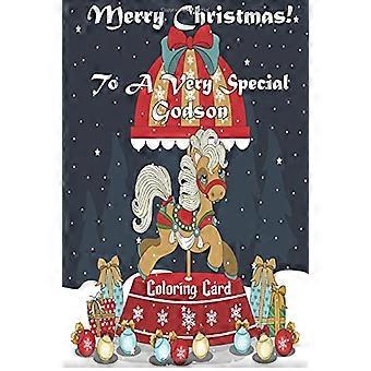Buon Natale ad un figlioccio molto speciale! (carta da colorare): messaggi di Natale, animali di Natale, colorazione per bambini piccoli