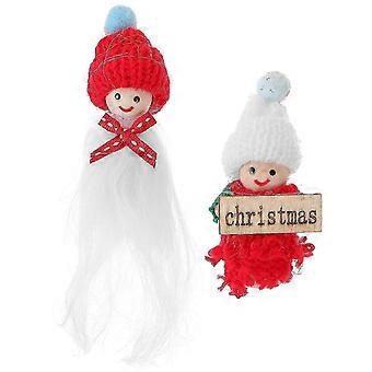 2pcs mini bonecas artesanato bonecas de pano decorações de natal bonecas pendentes dollhouse acessórios