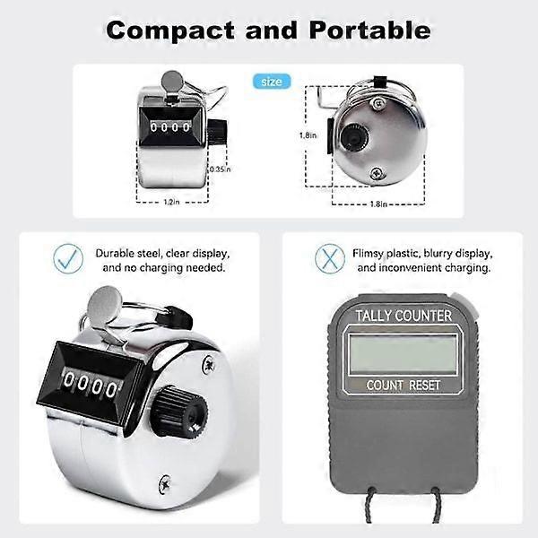 2-pack of manual metal counters 4-digit mechanical hand counters for ...