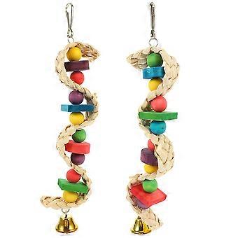 Safety Wood Parrot Toy Bird Cage Hanging Toy for Chewing 2Pcs Parrot Biting