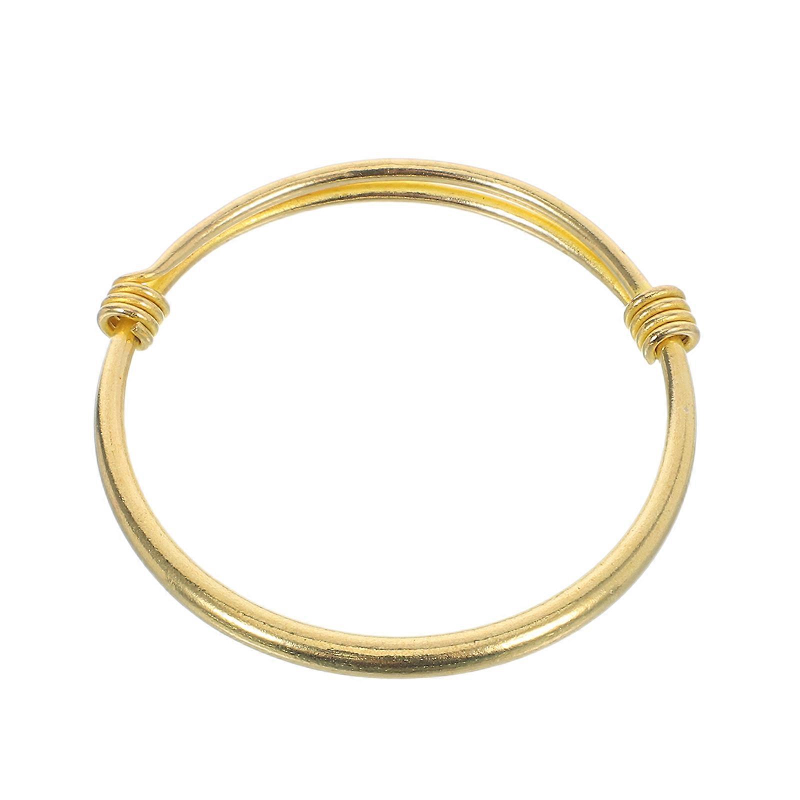 Golden Copper Push-Pull Bracelet for Kids Adjustable Open Bangle