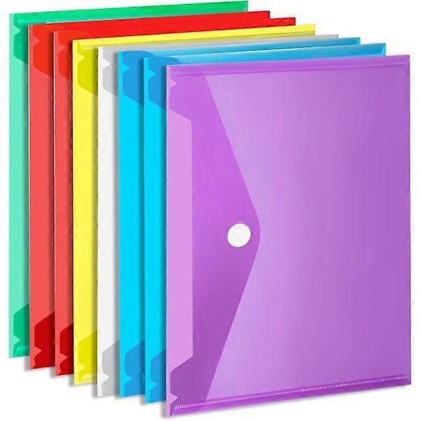 Plastic Envelopes, 8-pack Plastic Folders for Documents, A4 Plastic Folder, Plastic Envelopes for Documents