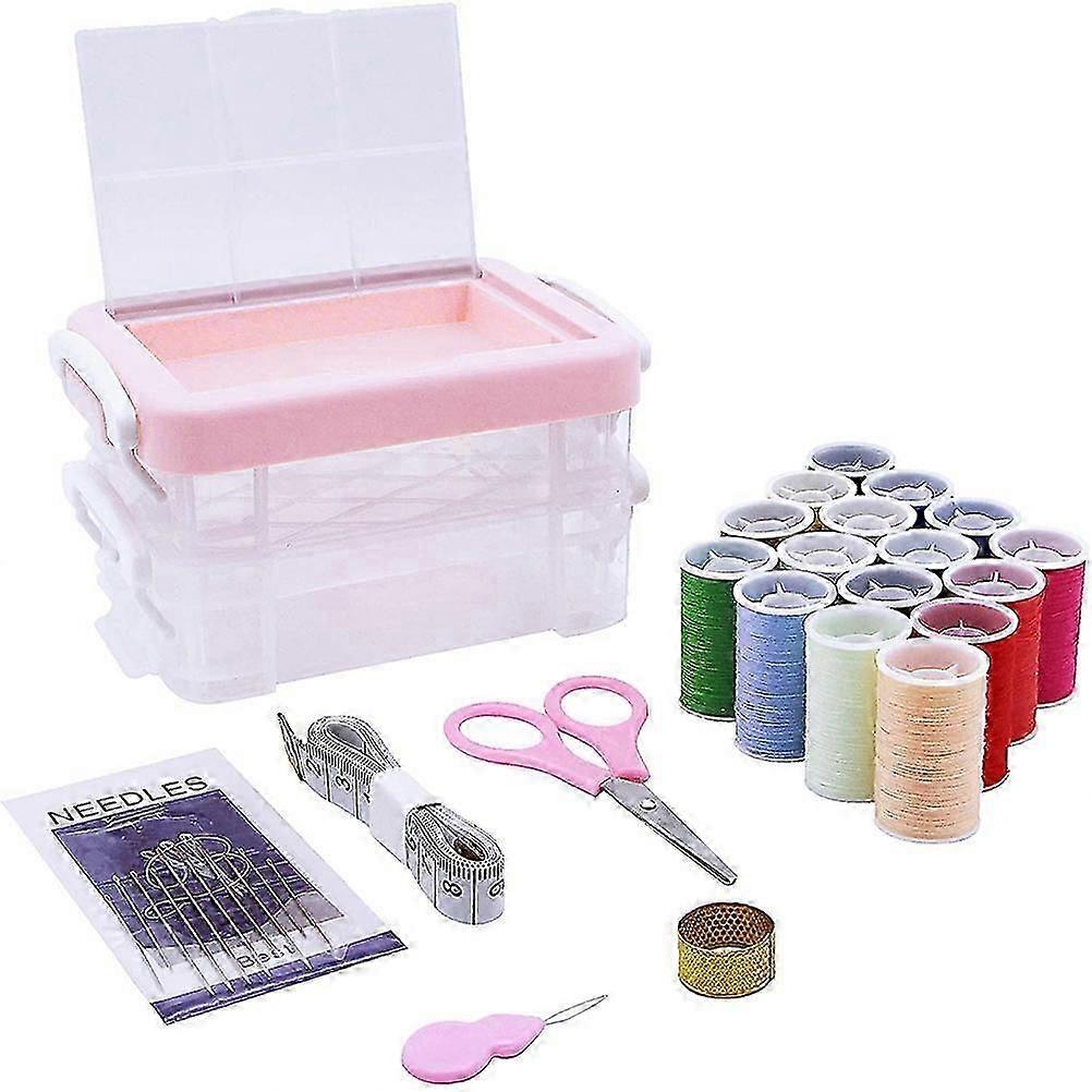 Assorted Color Sewing Box Sewing Thread Tools Stitch 1Set with Storage