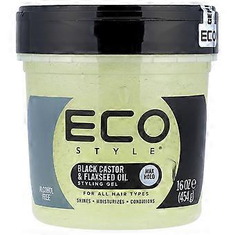 Eco Style, Styling Gel, Max Hold, All Hair Types, Black Castor & Flaxseed Oil, 16 oz (454 g), 4-Pack