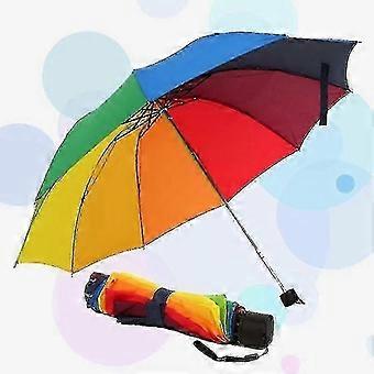 Regenbogen Fold Regenschirm Frauen und Männer Nicht-automatischer Regenschirm Beliebter Kreativer Dreifaltungsschirm Erwachsene Kinder Regenschirm