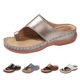 Orthopedic Wedge Sandals for Women Dressy Summer Flip Flops Casual Plantar Fasciitis Outdoor Walking Slide Shoes size 7 Brown