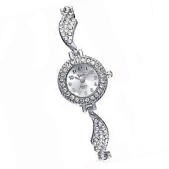 1Pc Mode Strass Uhr Frau Flügel Armreif Uhr Quarzuhr (Silber)
