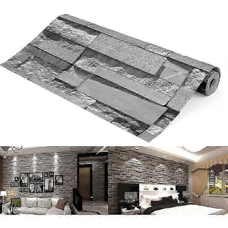 3D Brick Effect Non-Woven Wallpaper, Textured Decorative Roll 9.5m x 0.53m for Living Room Bedroom