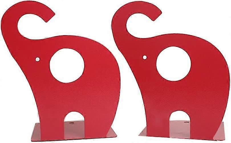Non-slip Elephant Pattern Children's Metal Bookend Decoration Red