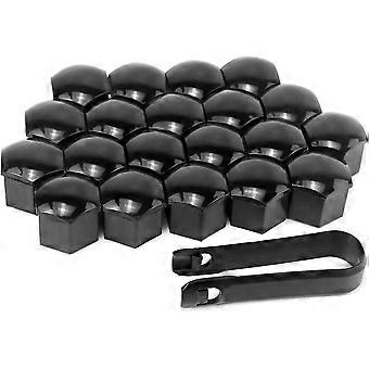 Wheel Nut Cap, Car Wheel Lug Nut Covers, 21mm Inner Hex Width, Universal Plastic Car Wheel Bolt Dust Cap With Removal Clip, Black20pcs