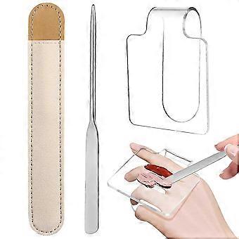 Paleta para mezclar maquillaje con espátula de acero inoxidable para uso en maquillaje.