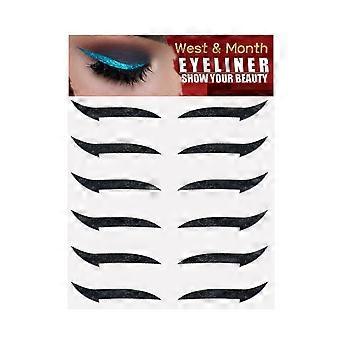 Selbstklebende europäische und amerikanische Eyeliner-Aufkleber (6 Paar) für doppelte Augenlider, Bühnen-Make-up, Party, Nachtclub und Schwarz (6 Paar)
