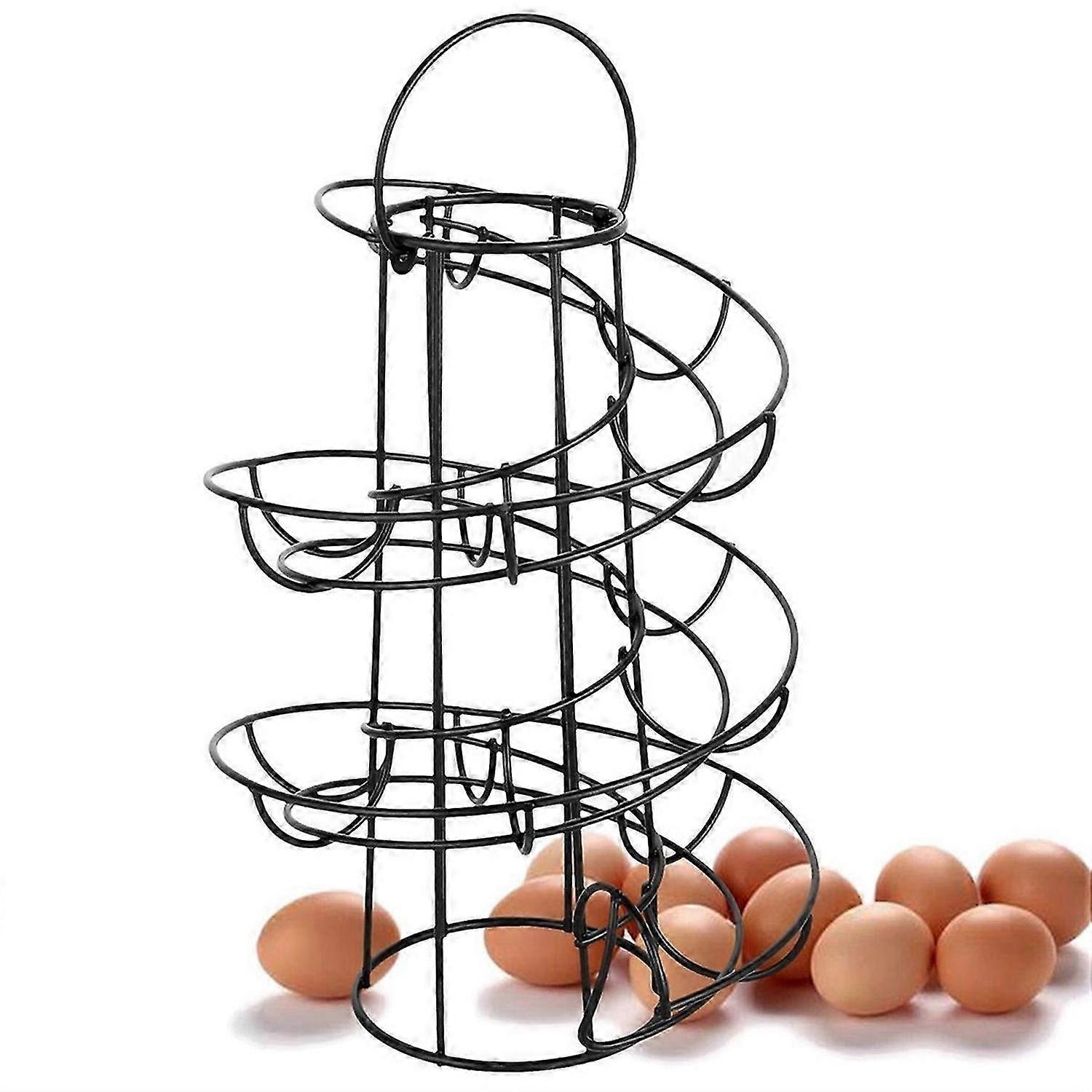 Kitchen egg rack, spiral egg basket,Black