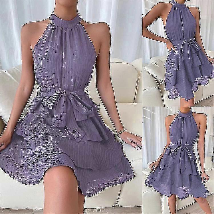 Spring And Summer Women's Patchwork Sleeveless Ruffle Dress