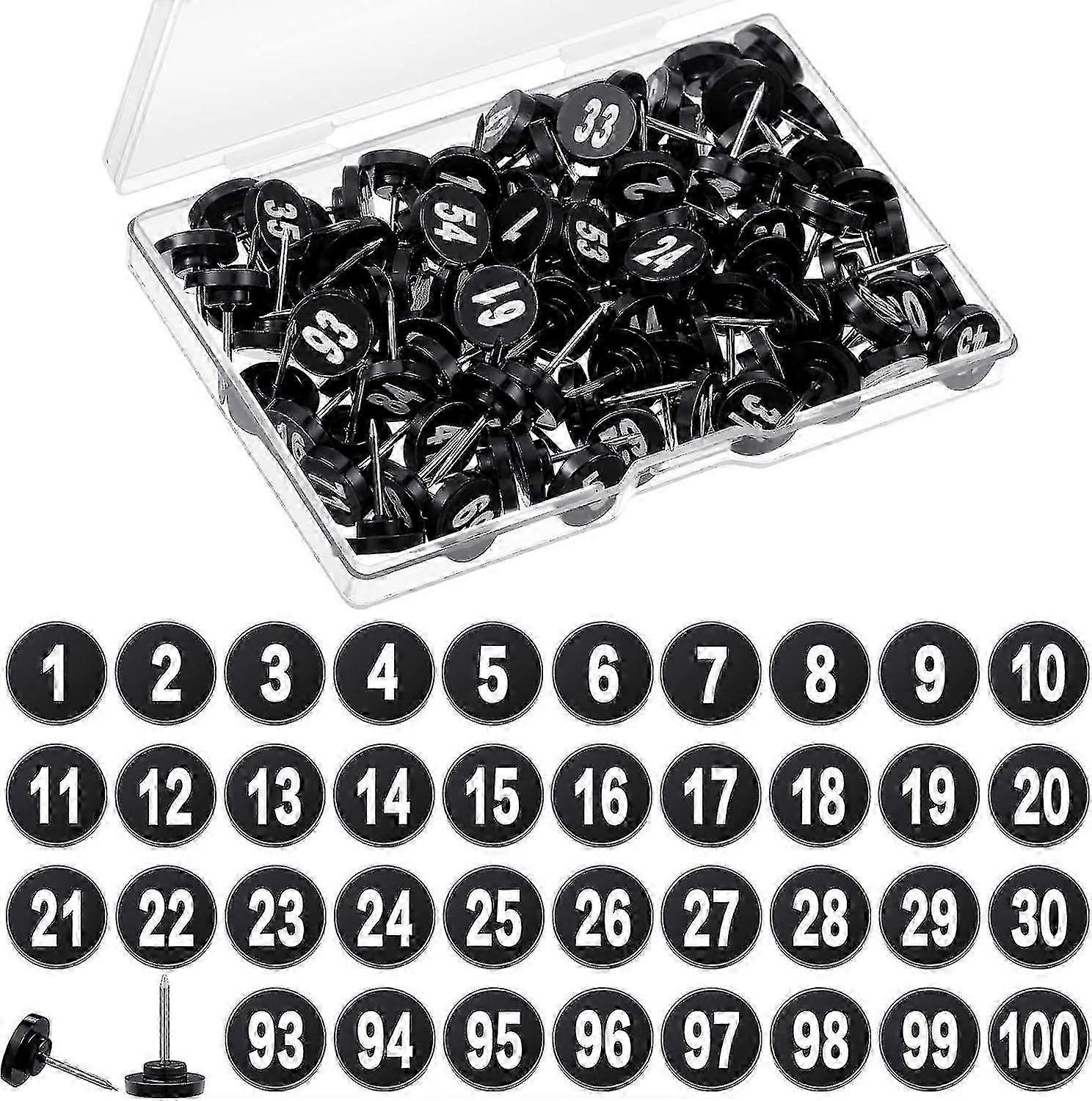 Black White-Numbered Flat Tacks