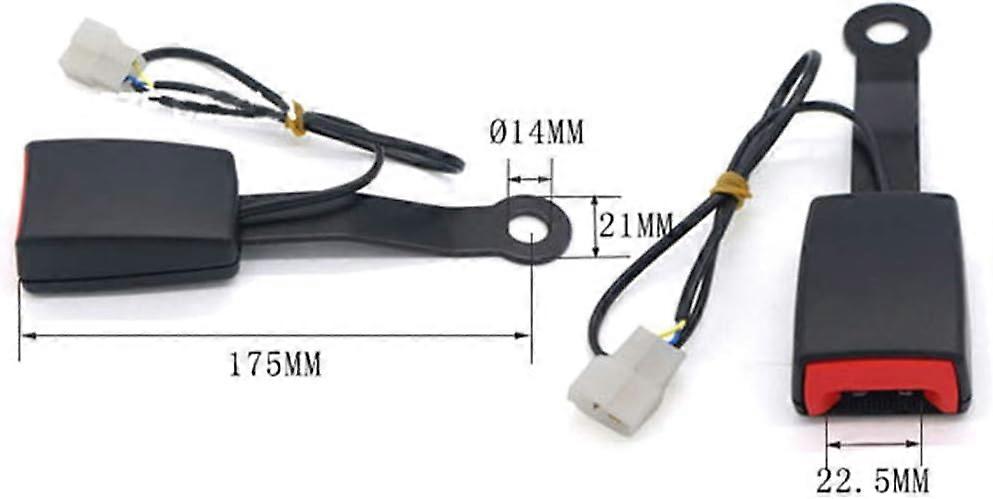 Universal Auto Car Buckle Socket Plug Connector W/Warning Cable (2pcs, black)