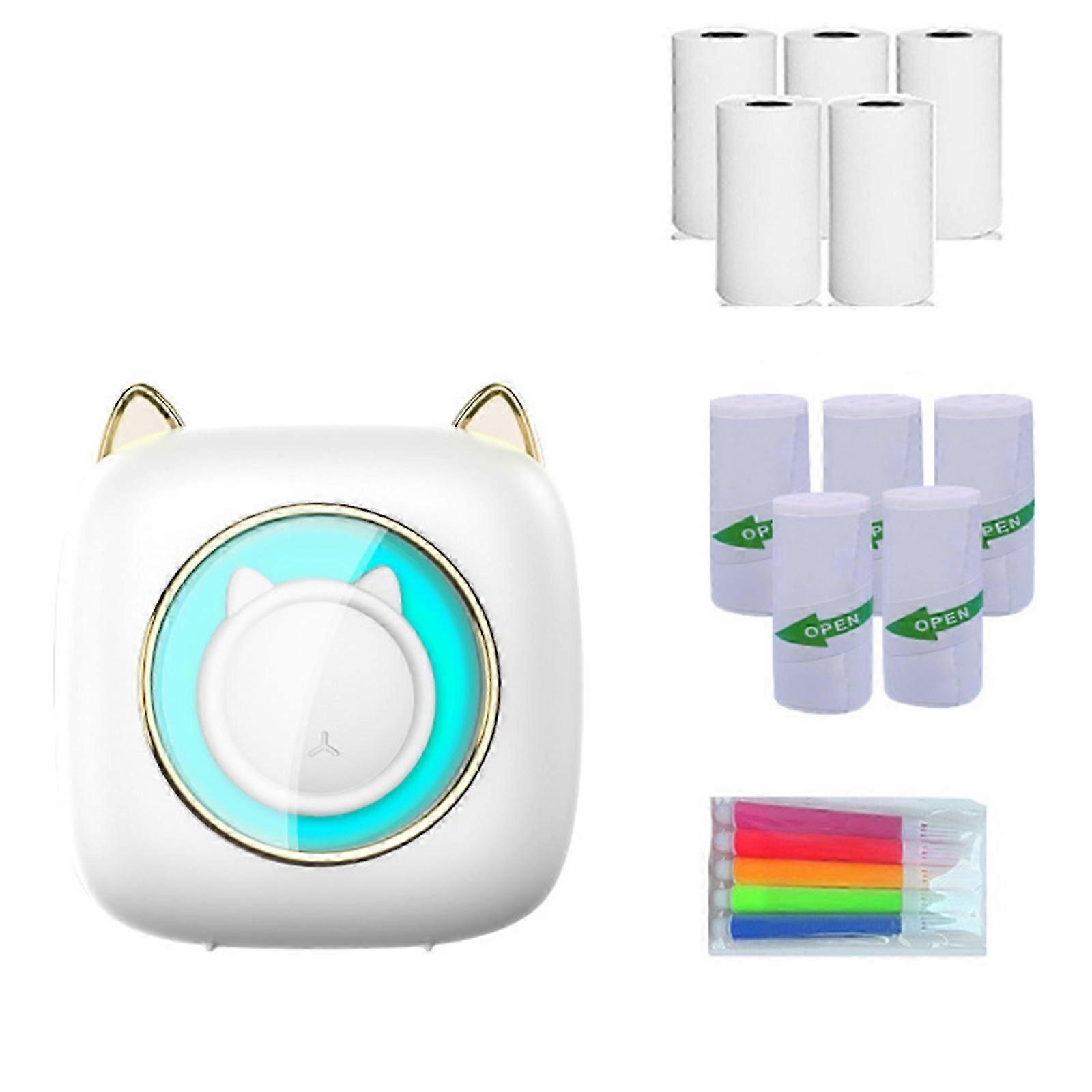 Mini Printer for Mobile, Photo Printer, Portable Mini Bluetooth Printer Thermal Printer, Wireless Thermal Printer with 7 Color LED, Mobile Printer Pho