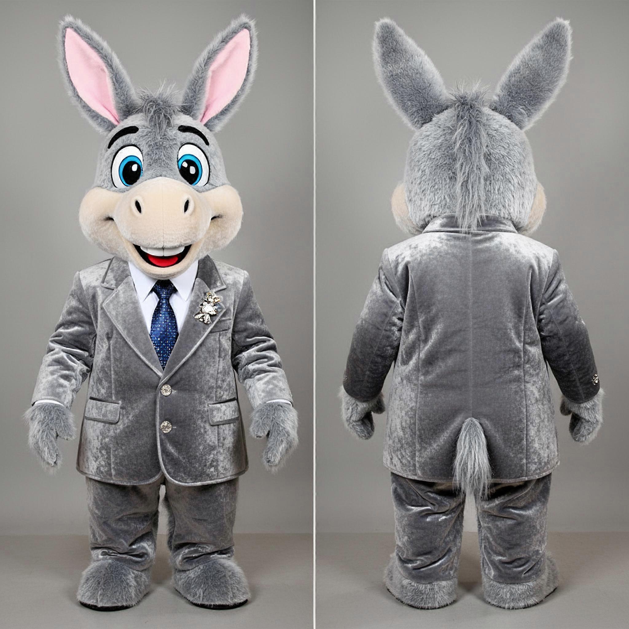 MASTICOT Silver Suited Elegant Donkey Mascot