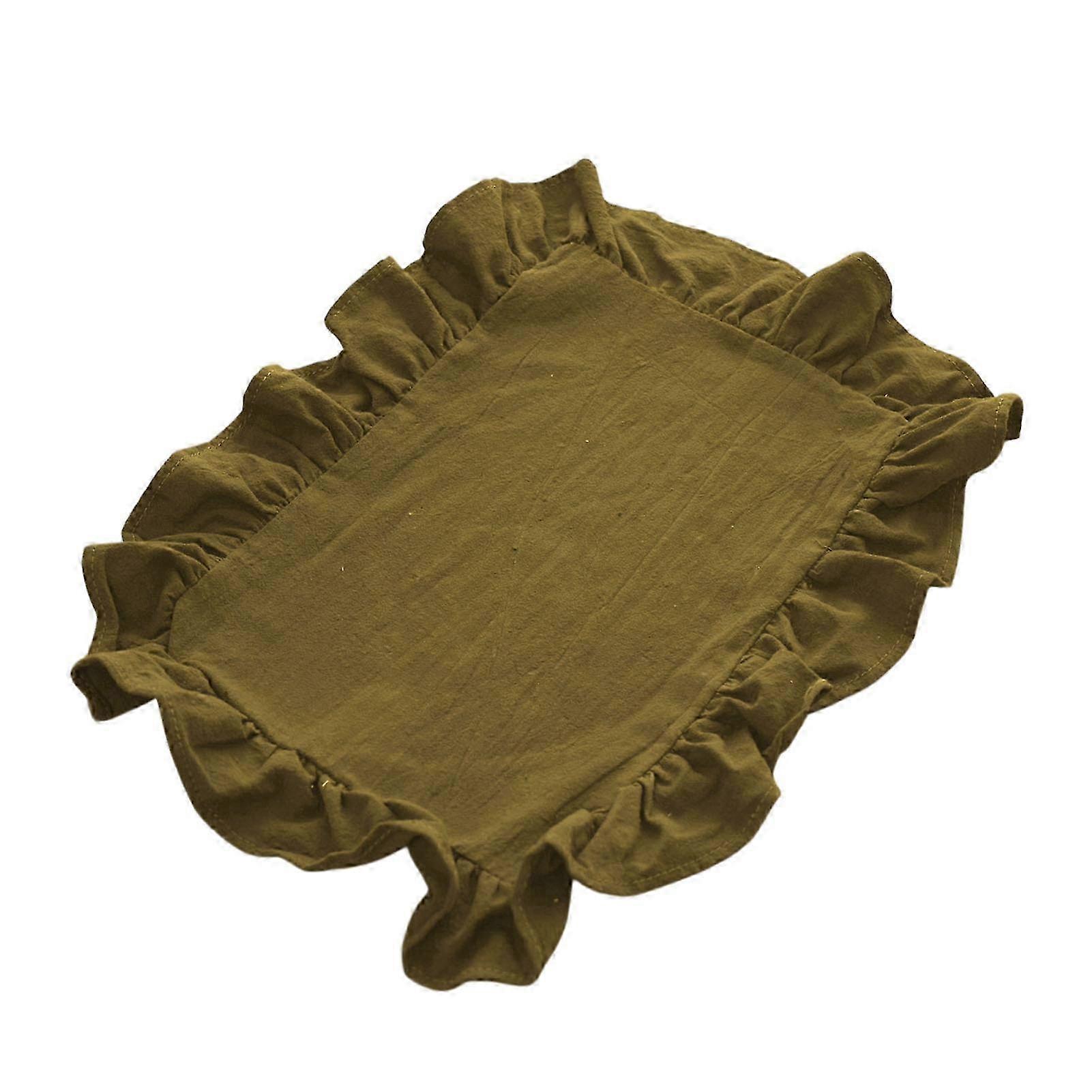 26-27@Rectangular Fabric Placemat - Ruffle Edge Heat Resistant for Dining Table