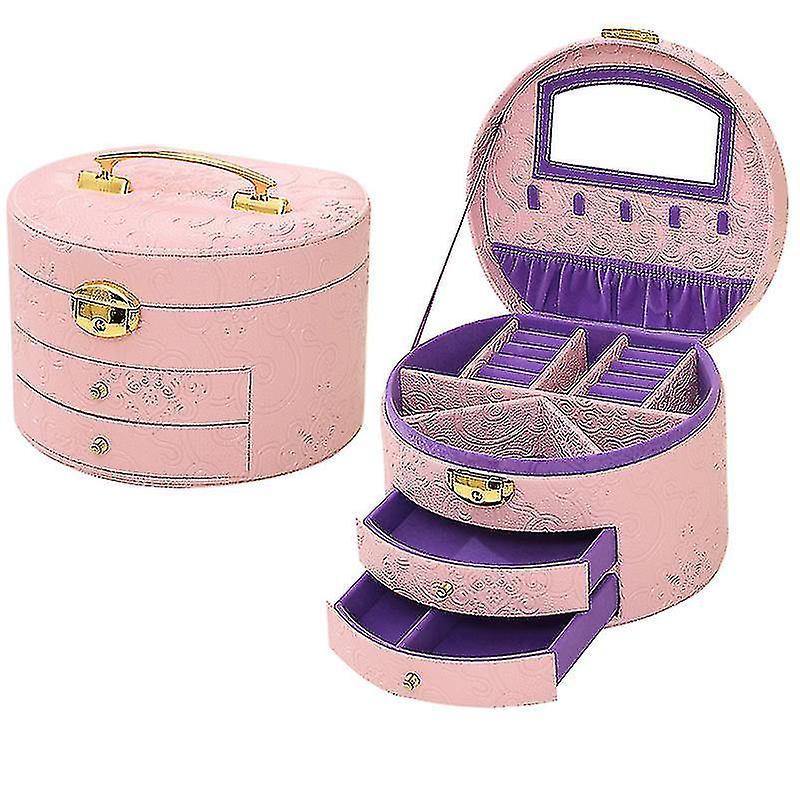 Retro Round -layer Jewelry Stora Box