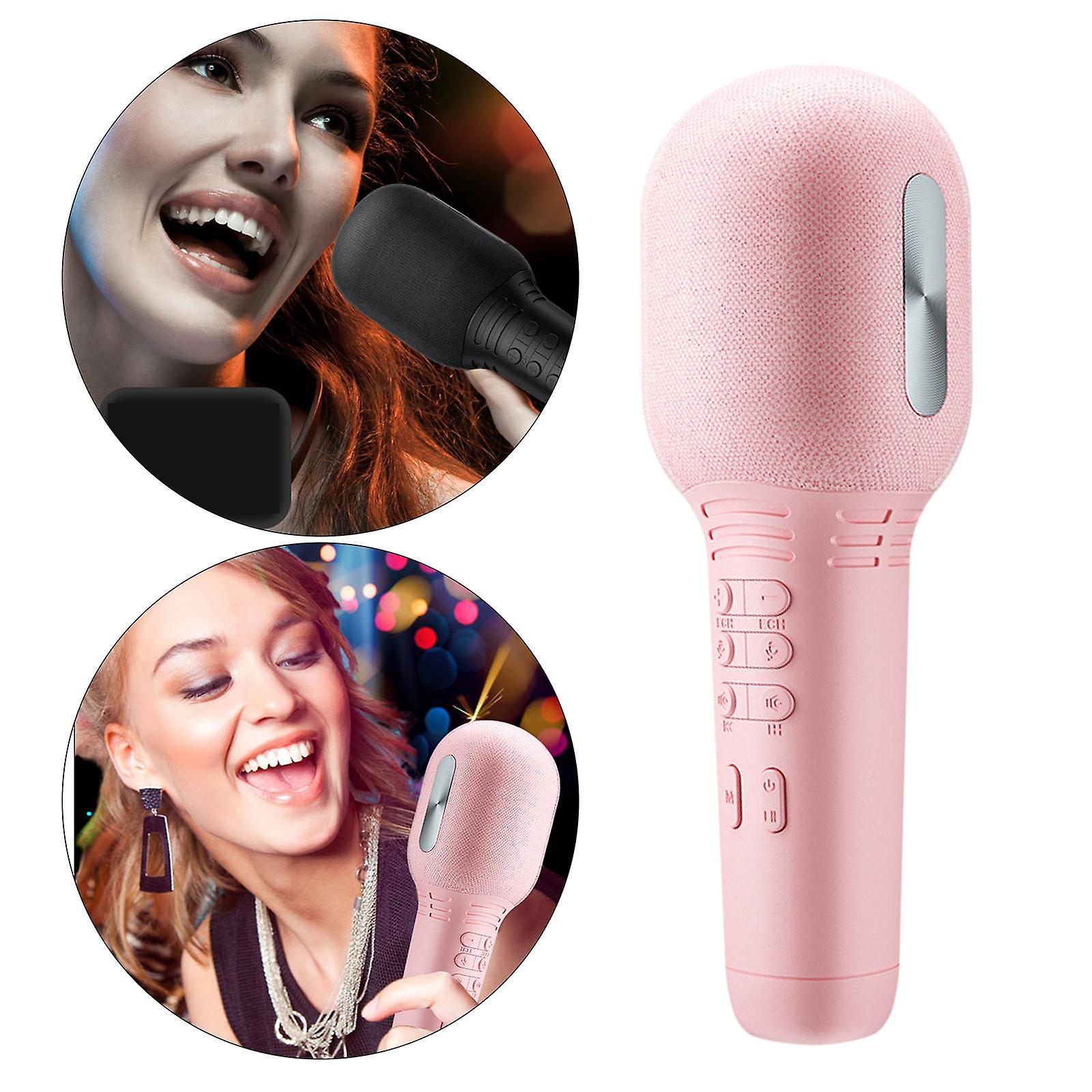 Handheld Karaoke Mic Bluetooth 5.0 Wireless Microphone Singing Machine Pink