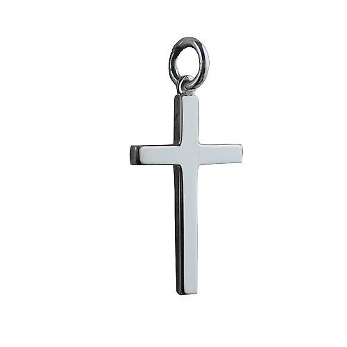 Silver 25x15mm plain solid block Cross