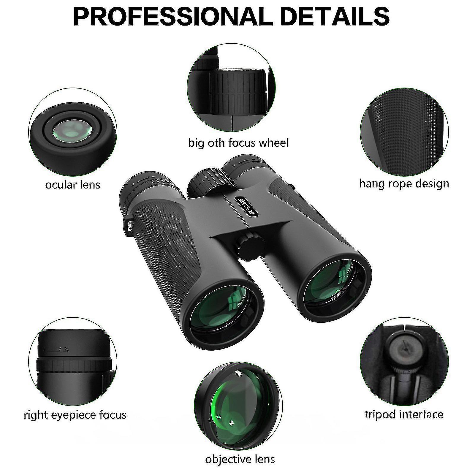 Powerful Adult Binoculars, 12x42 Hd Compact Binoculars With Bak4 Prism