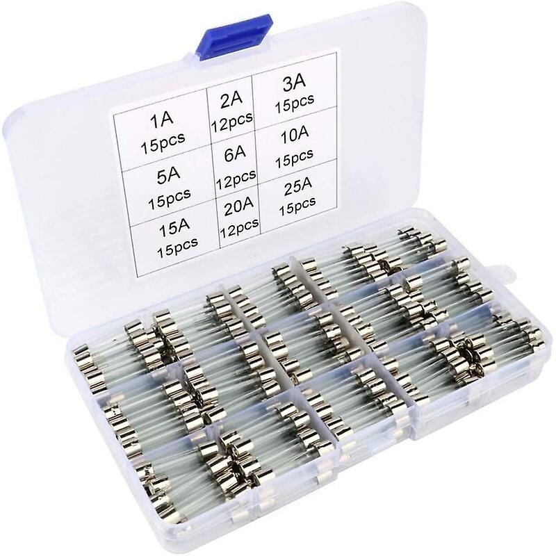 126 Pcs Glass Fuse Assorted Kit, 6 x 30mm Glass Cartridge Fuse, Fast Blow Car Fuses, Fast-Blow Glass Fuses(AMP 1A 2A 3A 5A 6A 10A 15A 20A 25A)