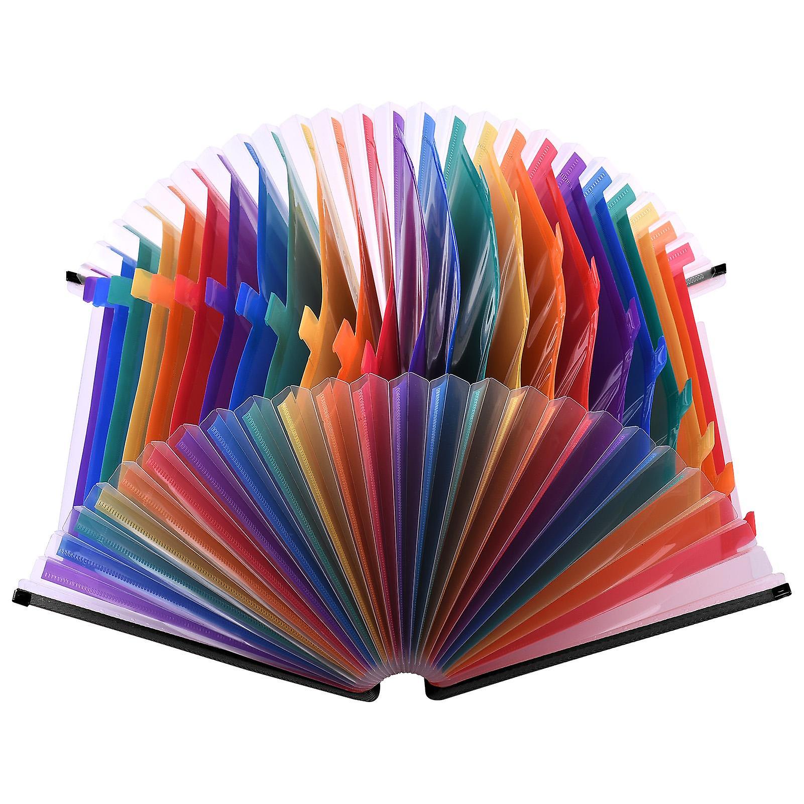 24 Pockets Expanding File Folder Accordian File Organizer A4 Letter Size Document Organizer Rainbow