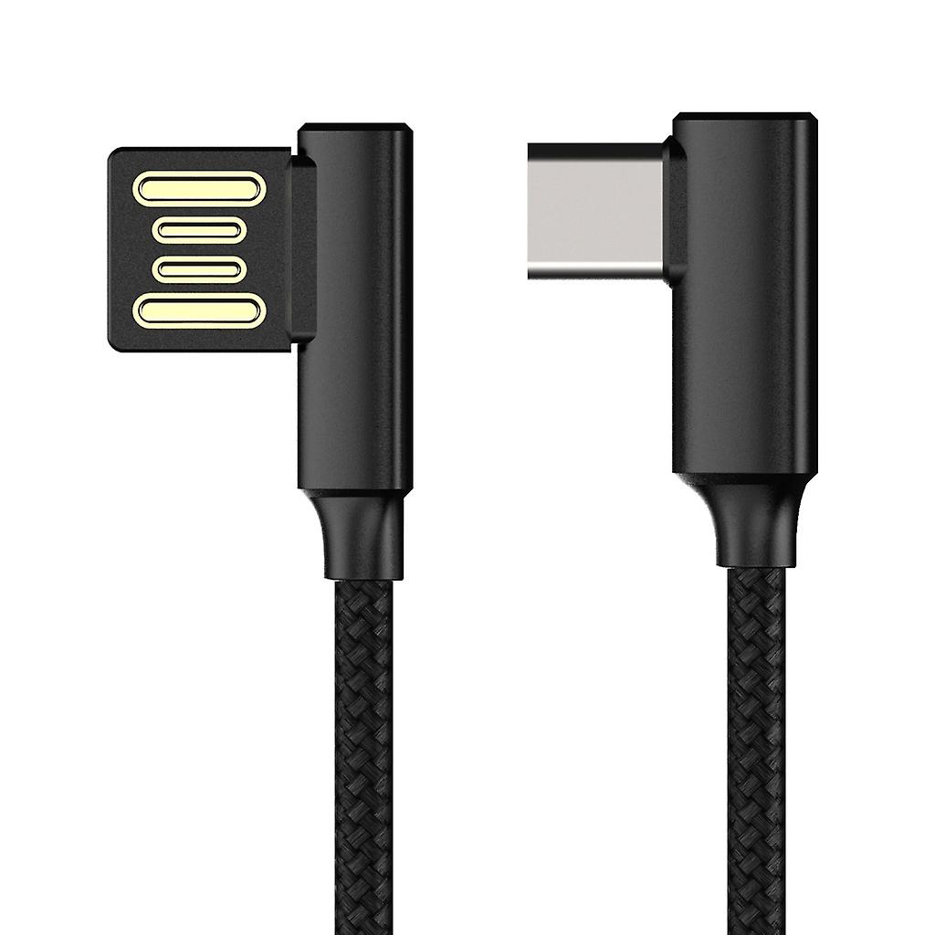 Type-C Cable 90 Degree Double-Side Reversible Nylon Braided Cord Fast Charging