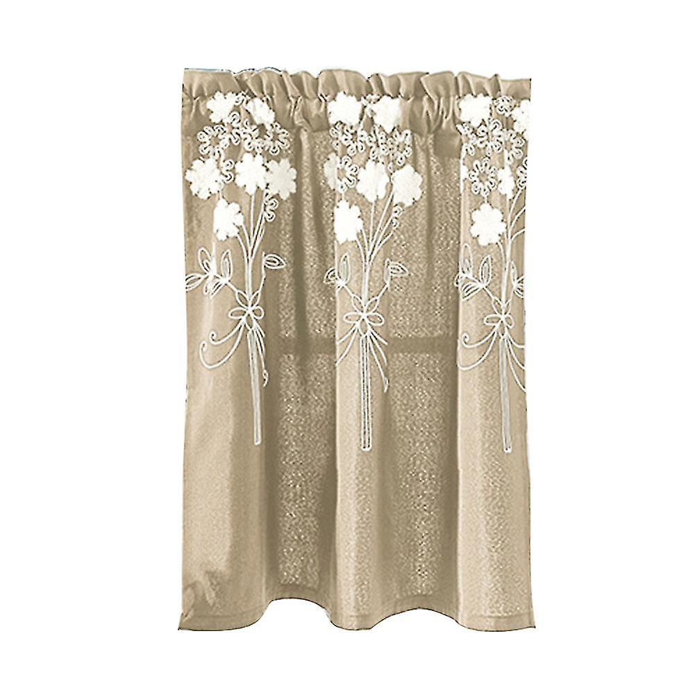Solid Color Flower Pattern Kitchen Short Curtain Valance Drape Window Home Decor