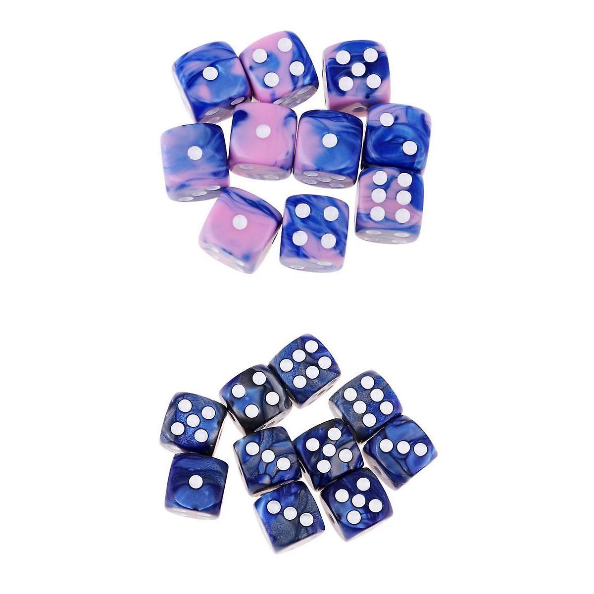 20 Pcs Translucent Square Six Sided 16mm D6 Resin Role Playing Game Dice Set
