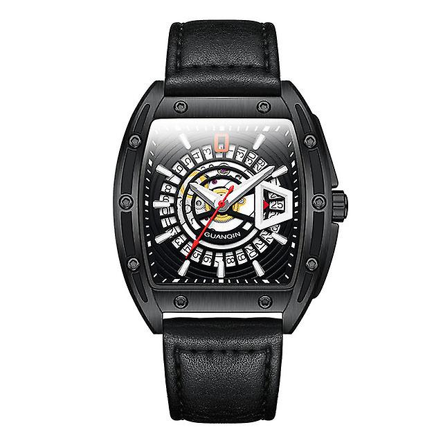 Guanqin New Luxury Mechanical Leather Mens Watches 50m Waterproof Ar Sapphire Mirror Watch For Men Automatic Date Luminous Watch